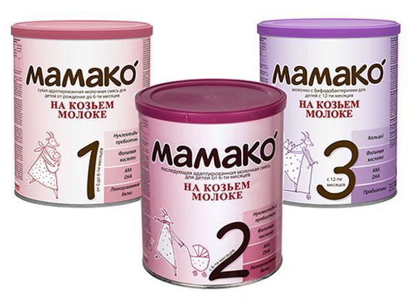 Детские молочные смеси Мамако на козьем молоке с возрастной маркировкой 1, 2 и 3